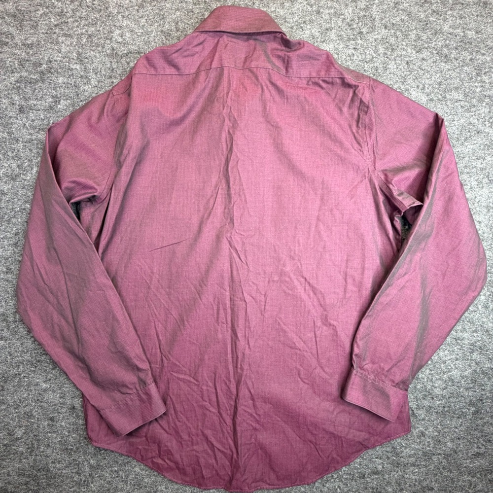 Calvin Klein Dress Shirt Mens XL Purple Steel+ Slim Fit Herringbone Cotton - Picture 4 of 9